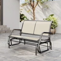 Outsunny 2-Person Outdoor Glider Bench Patio Double Swing Gliding Chair Loveseat w/Power Coated Steel Frame for Garden Patio Porch, Cream(m-3)