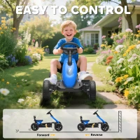 AIYAPLAY Pedal Go Kart for Kids 2-5 Years, with Silent EVA Wheels, Metal Frame, Blue(m-6)