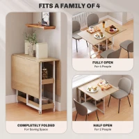 HOMCOM Four-Person Drop Leaf Table - Natural Wood-Effect(m-4)