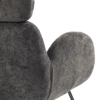 HOMCOM Upholstered Rocking Chair Adjustable Headrest Rocker Chair Raindrop Velvet Rubberwood Base Dark Grey(m-13)