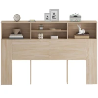 HOMCOM Tête de lit sur pied avec rangements, accessoire de lit 4 compartiments ouverts, 160 x 20,2 x 108,2 cm, bois naturel(m-13)