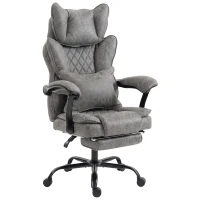 HOMCOM Executive Office Chair, Leathaire Big and Tall Office Chair 180 kg with Wide Seat, Reclining, Lumbar Support, Grey(m-1)