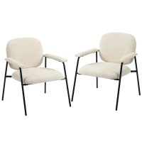 HOMCOM Set de 2 Fotolii din Chenilă cu Spătar Modelat, Crem(m-11)