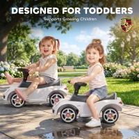 AIYAPLAY Ride on Car, Porsche Licensed Toddler Push Car with Horn, Headlights, Sound and Steering Wheel for 18-36 Months, White(m-6)