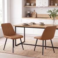HOMCOM Set de 2 scaune de sufragerie moderne, spătar și șezut curbat, cu tapițerie sintetică, 51x61x78cm, maro(m-7)