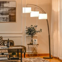 HOMCOM Lampada da Terra 3 Luci e Braccia Flessibili Base in Marmo Altezza 205cm(m-10)
