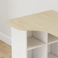 HOMCOM Secretária Irregular Mesa de Computador 100x59 cm com 6 Compartimentos 4 Prateleiras Ajustáveis e Estrutura em Aço Carvalho(m-7)