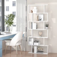 HOMCOM Estantería para Libros Moderna Librería con 6 Estantes para Comedor Salón Estudio 80x23x192 cm Blanco(m-2)