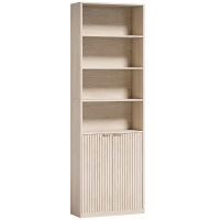 HOMCOM Bookcase Adjustable Shelf Bookshelf Anti-Tip Hardware 6-Tier, Oak Wood Effect