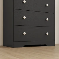 HOMCOM 4 Drawer Chest of Drawers, Modern Dresser for Bedroom, Storage Cabinet for Living Room Entryway, Black Wood Effect(m-9)