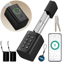 HOMCOM Cerradura Inteligente 5 en 1 con Huella App Tuya Bluetooth Código Tarjeta NFC/RF Llave Códigos Temporales Negro(m-10)