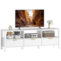HOMCOM Meuble TV 152 cm, meuble télé pour téléviseur 65 pouces avec 3 tiroirs et 3 étagères ouvertes, 152x39,5x50cm, blanc(m-11)