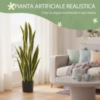 Outsunny Sanseveria Artificiale in Vaso da Esterno e Interno con 21 Foglie Modellabili, Ø20x90 cm(m-4)