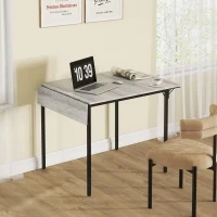 HOMCOM Four-Person Drop Leaf Dining Table - Grey(m-10)