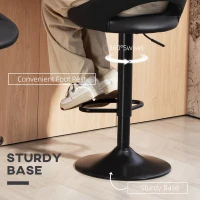 HOMCOM Set of Two Faux Leather Bar Stools - Black(m-6)