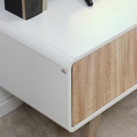 HOMCOM Meuble TV Bas sur Pied Style scandinave 2 Portes Niche tiroir MDF Blanc Aspect chêne Clair(m-9)