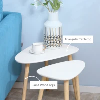 HOMCOM Living Room Furniture Set, Wingback Rocking Chair and Two Nesting Coffee Tables, White and Dark Grey(m-7)