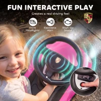 AIYAPLAY Ride on Car, Porsche Licensed Toddler Push Car with Horn, Headlights, Sound and Steering Wheel for 18-36 Months, Pink(m-5)