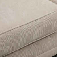 HOMCOM Canapé 3 places en tissu velours côtelé, canapé salon, 197 cm, avec accoudoirs et dossier rembourrées, canapé avec 2 oreillers, pieds en bois massif de pin, pour salon, chambre, bureau, beige(m-8)