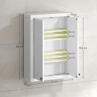 HOMCOM Bathroom Wall Cabinet with Adjustable Shelves - White(m-3)