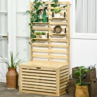 Outsunny Cassapanca da Giardino con Traliccio e 4 Ripiani in Legno con Chiusura Magnetica, 80x45x160 cm(m-10)