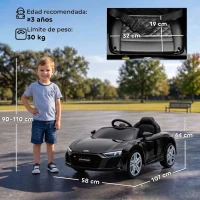 AIYAPLAY Coche Eléctrico para Niños Audi R8 Spyder 12 V con Mando 2,4G 2 Motores Arranque Suave y Suspensión Trasera Negro(m-3)