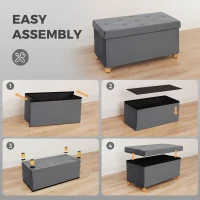 HOMCOM Velvet Upholstered Foldable Ottoman Footrest, Storage Ottoman Bench with Wood Legs for Living Room, Grey(m-6)