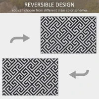 Outsunny Outdoor Rug Reversible Mat Plastic Straw Rug Portable RV Camping Mat for Garden Deck Picnic Indoor, 121 x 182 cm (4 x 6 ft), Black & White(m-6)