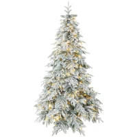 HOMCOM Sapin de Noël Artificiel 180 cm Arbre de Noël Lumineux Enneigé, Branches Articulées, Lumière 350 LEDs, Vert et Blanc(m-19)