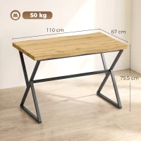 HOMCOM Mesa de Comedor para 2 Personas, Mesa de Cocina, Estilo Moderno con Tablero Grueso, 110 x 67 x 75,5 cm, Negro y Roble(m-3)