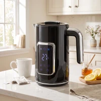 HOMCOM Electric Kettle, 1.7L Fast Boil 3000W Water Kettle with LED Display, Adjustable Temperature, Keep Warm Function, Black(m-2)