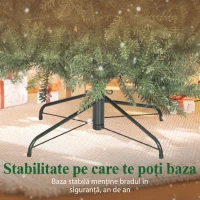 HOMCOM Brad de Crăciun Artificial de 210 cm cu Ramuri pe Balamale și Bază Metalică Pliabilă, Verde(m-8)