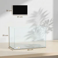 PawHut Fish Tank Bare Glass for DIY Glass Aquarium with Protective Base Mat 24L Transparent for Fish Shrimps(m-3)