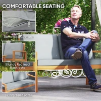 Outsunny 4-Piece Wooden Garden Furniture Set with Cushions - Teak(m-7)
