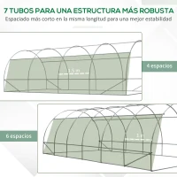 Outsunny Invernadero de Túnel con 12 Ventanas Puerta Invernadero de Huerto para Cultivos Plantas Verduras Flores Verde(m-7)