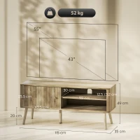 HOMCOM Mesa de TV con Puerta Estante Ajustable Compartimentos Abiertos y Orificio para Televisión hasta 55 Pulgadas Roble(m-3)