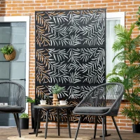 Outsunny Paravento da Esterno in Acciaio con Motivi a Salice e 2 Piedini, 122x45x198 cm, Nero(m-10)