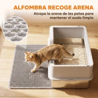 PawHut Arenero para Gatos de Acero Inoxidable XL con Borde Alto Pala Cepillo y Gancho Gris Claro(m-7)