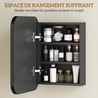 HOMCOM Armoire Murale Salle de Bain avec Miroir, 40 x 10 x 51 cm, avec Porte Miroir à Fermeture Douce et Étagères Réglables, Noir(m-5)