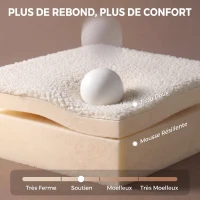 HOMCOM Chaise Bureau Ergonomique, Fauteuil de Bureau en Tissu Bouclette avec Hauteur Réglable, Fonction Bascule, Crème(m-4)
