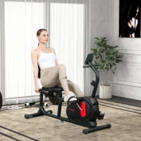 SPORTNOW Bicicleta Estática en Casa con Respaldo Resistencia Magnética Ajustable y Pantalla LCD 103-139x61x100,5 cm Negro(m-10)
