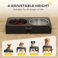 PawHut Raised Dog Bowl, Foldable Elevated Dog bowls with Slow Feeder, 4 Adjustable Heights, for Small Medium Large Breeds(m-4)
