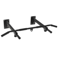 HOMCOM Barras de Dominadas para Pared Colgador de Saco de Boxeo 2 en 1 Entrenamiento Muscular Pull Up para Casa Carga Máxima 150 kg Negro(m-1)