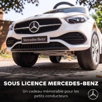 AIYAPLAY Porteur Enfants 3 en 1 Mercedes-Benz sous Licence, Garde-Corps, Espace de Rangement, Klaxon, 83x40x90cm, Blanc(m-5)