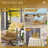 Vinsetto Wooden Table Easel Box with Storage Portable Folding Artist Easel, Natural(m-8)