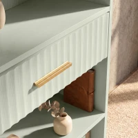 HOMCOM Bookcase Narrow Tall Space-Saving Bookshelf Drawer Open Shelves 60 x 24 x 182 cm Light Green(m-11)