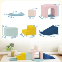 AIYAPLAY Parcours motricité bébé jouet d'escalade modulable 8 pièces housse lavable en velours 51 x 40 x 40 cm multicolore(m-3)