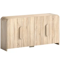 HOMCOM Comodă de Bucătărie cu 2 Dulapuri, Uși Soft-Close și Rafturi Reglabile, 157x39x82 cm, Lemn Natural(m-1)