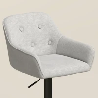 HOMCOM Banquetas de Bar Conjunto de 2, Banquetas em Chenille, Altura Ajustável, Rotação 360°, Encosto e Apoiápés, Cinza(m-6)