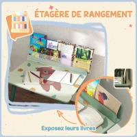 AIYAPLAY Table Enfant avec Chaise, Ensemble Table et Chaise en Bois pour Dessiner, Jouer, Étudier, Cadeau pour 3-8 Ans, Vert(m-5)